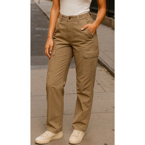 Armani Exchange Slim Fit Pants Khaki Coated A/X 33 Long Nylon-Cotton Blend Urban